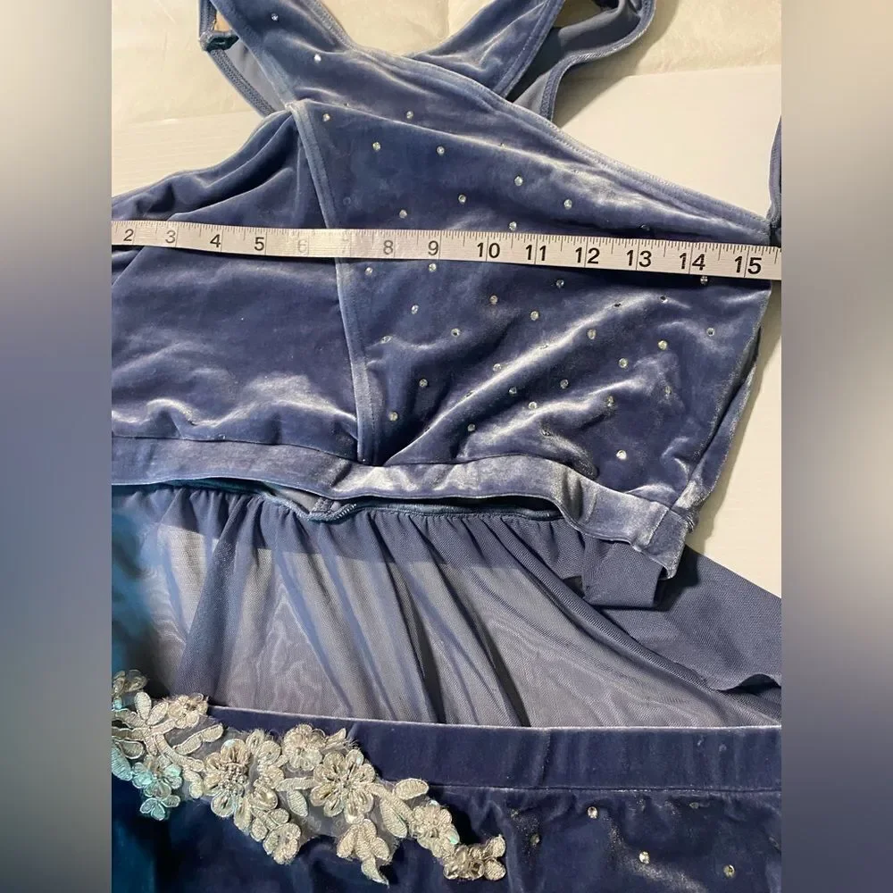 Weissman solo dance costume 2 piece blue Velvet You Are My Sunshine 14153 LA